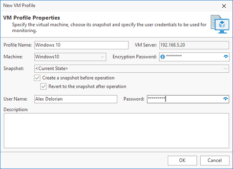 Configuring a VM profile