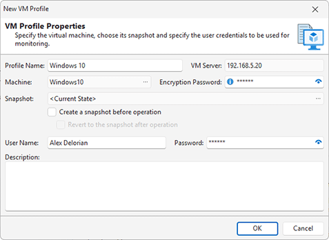Configuring a VM profile Configuring a VM profile