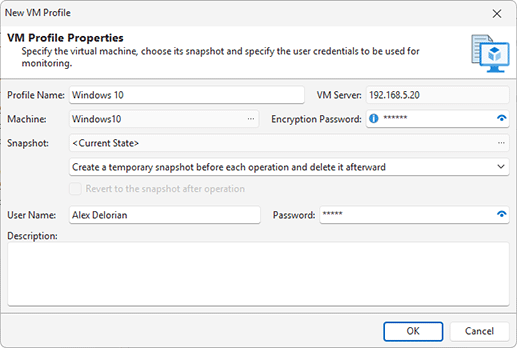 Configuring a VM profile Configuring a VM profile
