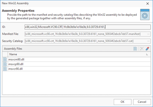 Configuring a Win32 Assembly