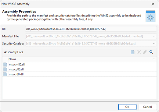 Configuring a Win32 Assembly