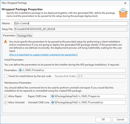 Configuring MSI package