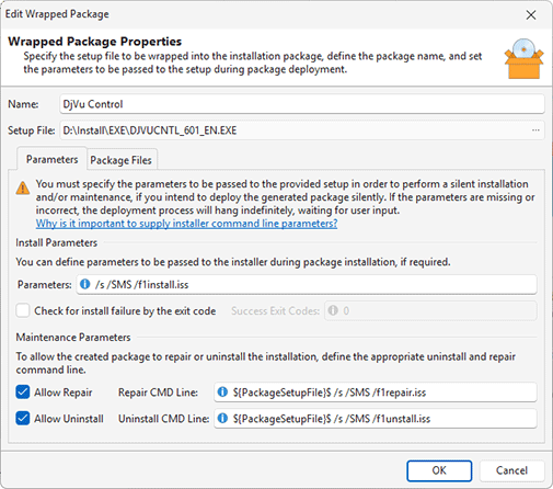 Configuring a wrapped package