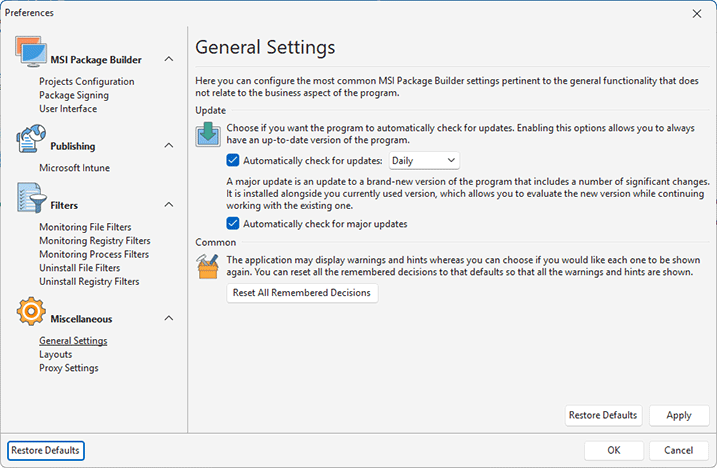 Configuring general settings