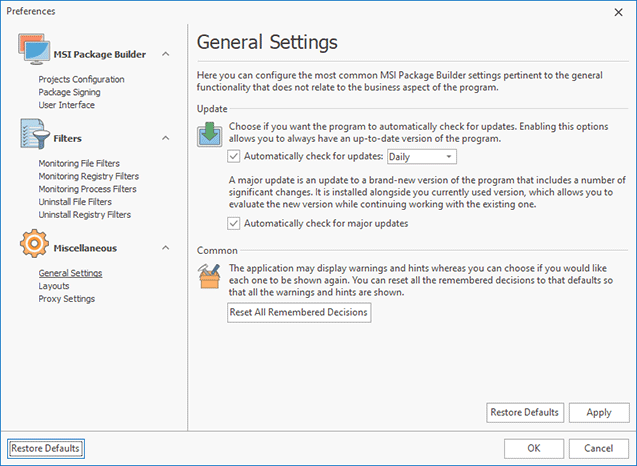 Configuring general settings