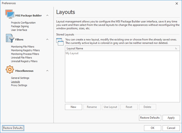 Managing Layouts