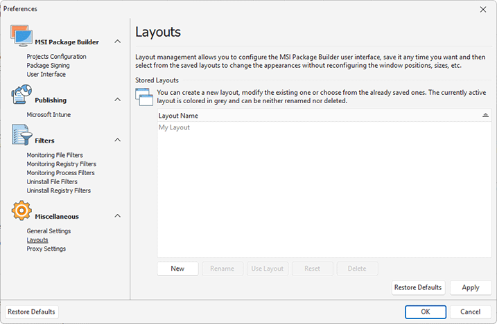 Managing Layouts