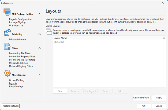 Managing Layouts