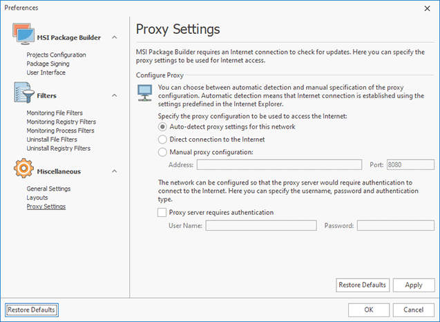 Proxy Settings