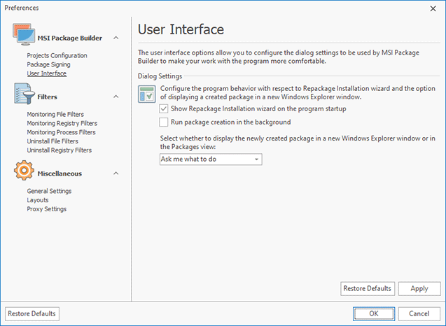 Configuring user interface