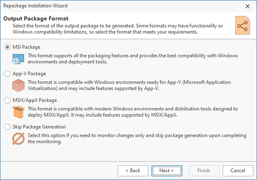 Output package format