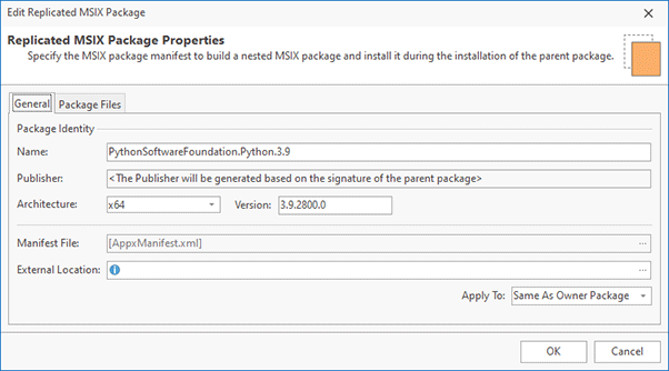 Replicated MSIX package properties