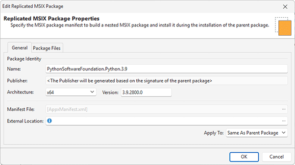Replicated MSIX package properties