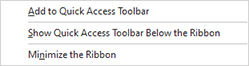 The Ribbon customization menu