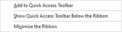 The Ribbon customization menu The Ribbon customization menu