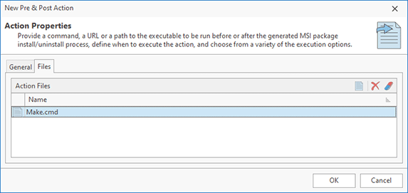 Configuring custom action files