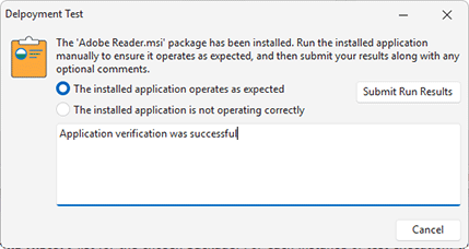 Submitting the application test results