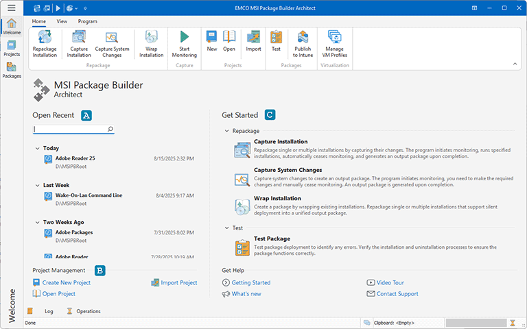 The Welcome view The Welcome view
