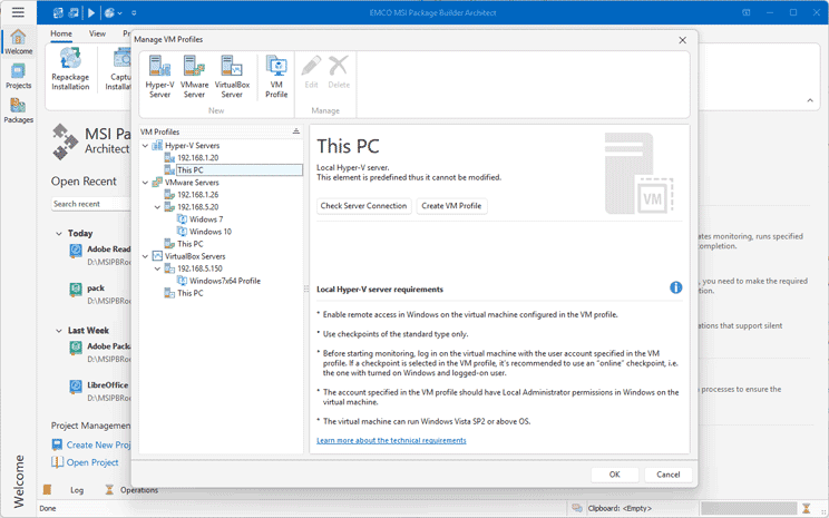 VM Profiles Management