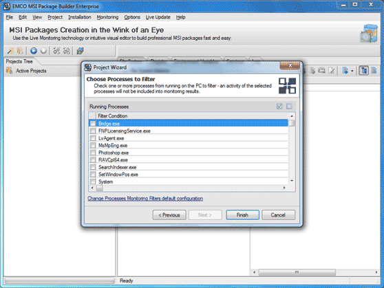 Filtering Processes during Live Monitoring