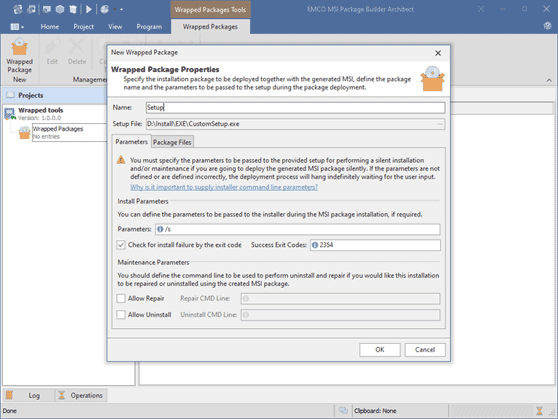 Verification of nested wrapped packages installation results