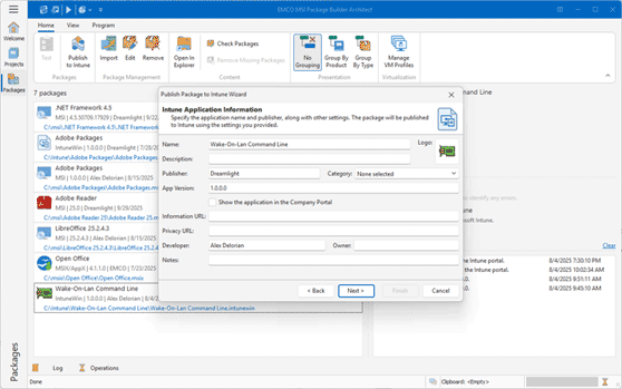 Publishing MSI, MSIX, and IntuneWin packages to Intune