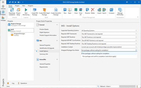 Wait for wrapped packages completion