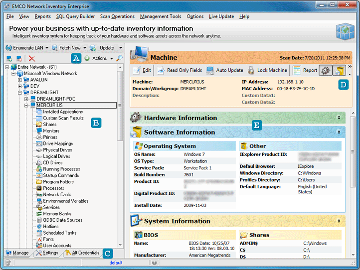 The main application screen The main application screen
