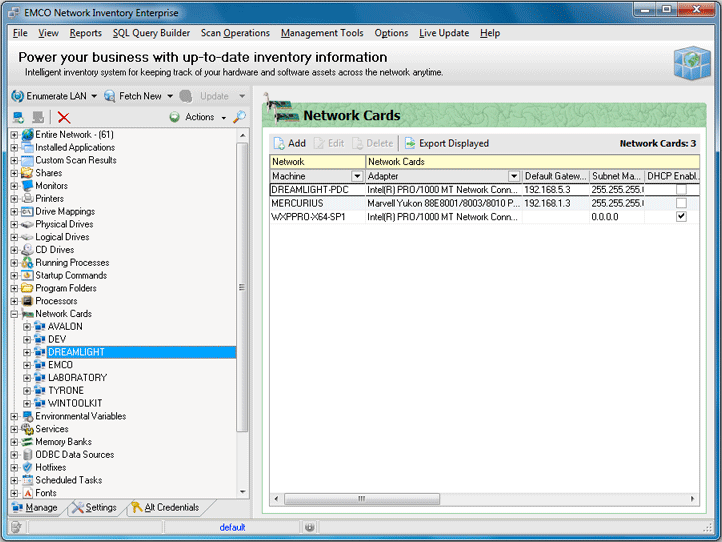 Inventory scan results Inventory scan results
