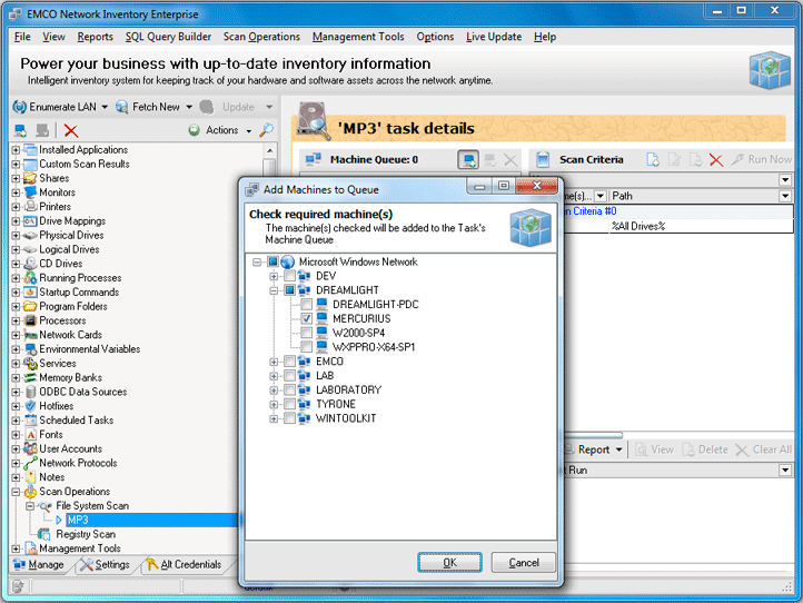 Add Machines to Queue dialog