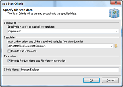 Specifying File System Scan criteria
