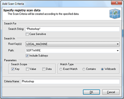 Specifying Registry Scan criteria