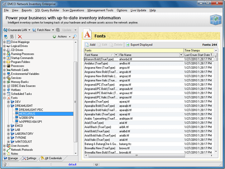 The list of fonts for the Machine The list of fonts for the Machine