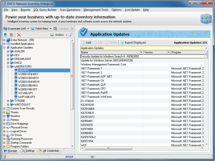 The list of application updates for the Machine The list of application updates for the Machine