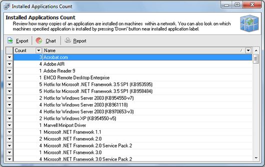 The Installed Applications dialog The Installed Applications dialog