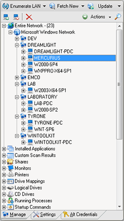 Enumeration results for the whole network