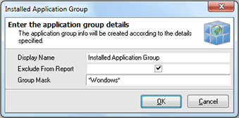Adding a new installed applications group Adding a new installed applications group