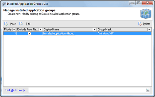 The Installed Applications Groups List dialog The Installed Applications Groups List dialog