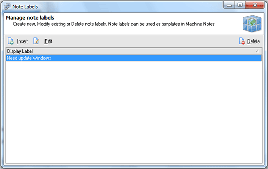 The Note Labels dialog