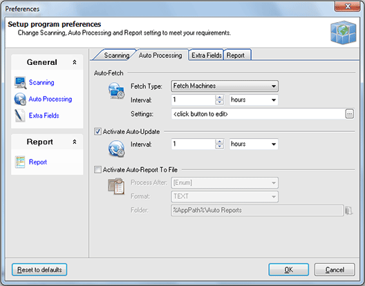 Configuring auto processing options Configuring auto processing options