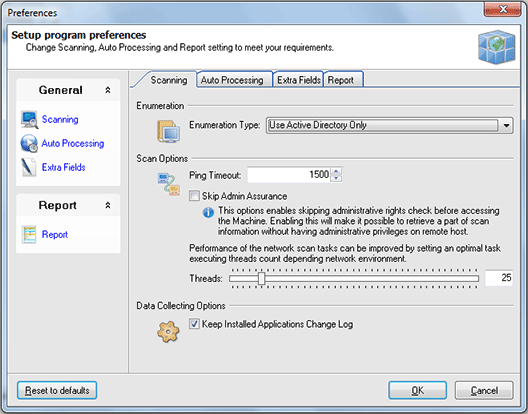 Configuring scanning settings