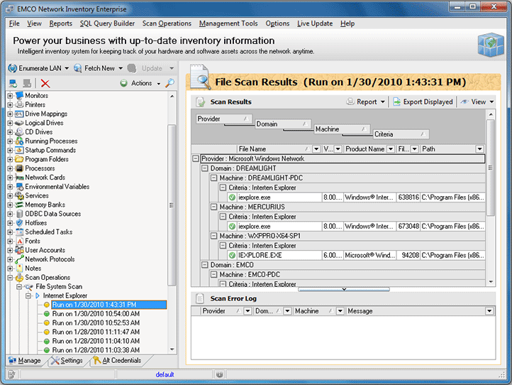 File System Scan results