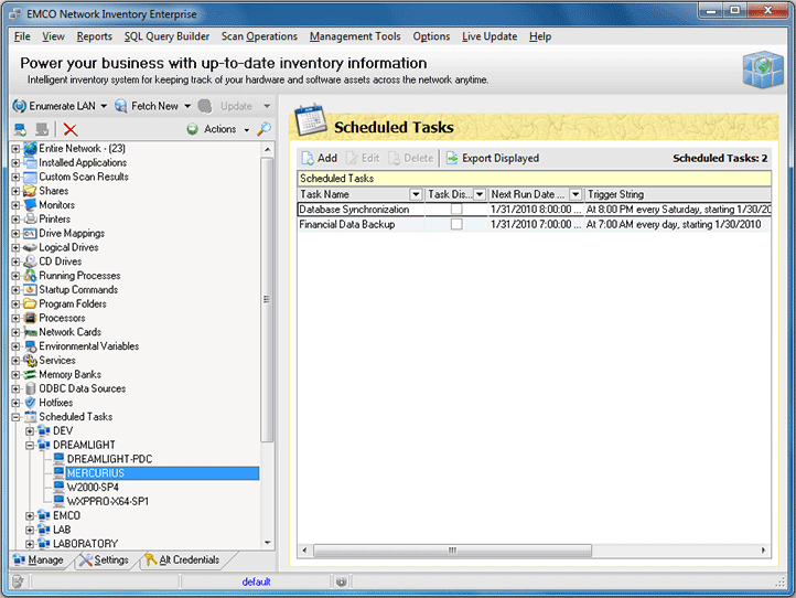 The list of scheduled tasks for the Machine