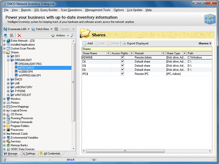 The list of shares for the Machine The list of shares for the Machine