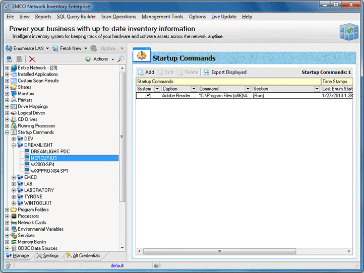 The list of startup commands for the Machine The list of startup commands for the Machine