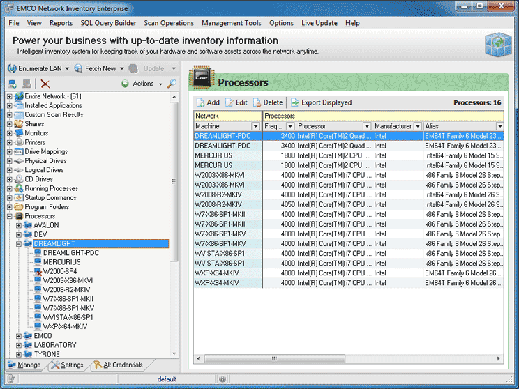 Processors Inventory