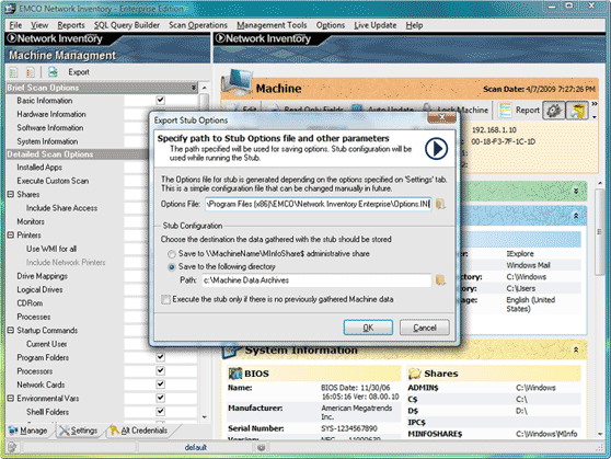 Export settings to configure stubs