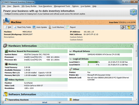 Physical drives info reporting