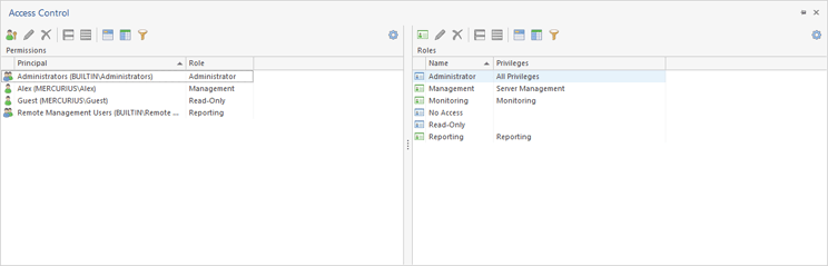 The Access Control view