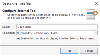 Creating a user-defined external tool